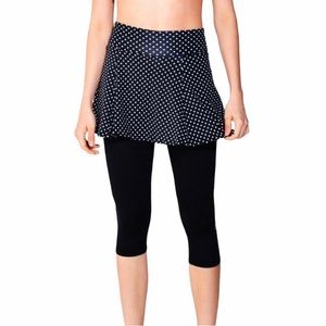 DonaJo polka dot Skirted Capri Legging Sz 2/L (12-14) Athleisure Golf Tennis